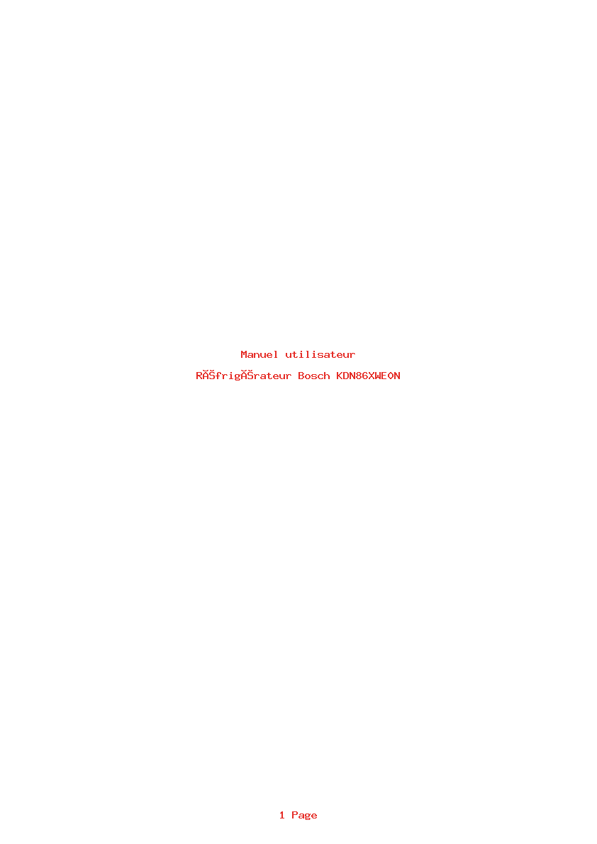 Page 1 de la notice Manuel utilisateur Bosch KDN86XWE0N