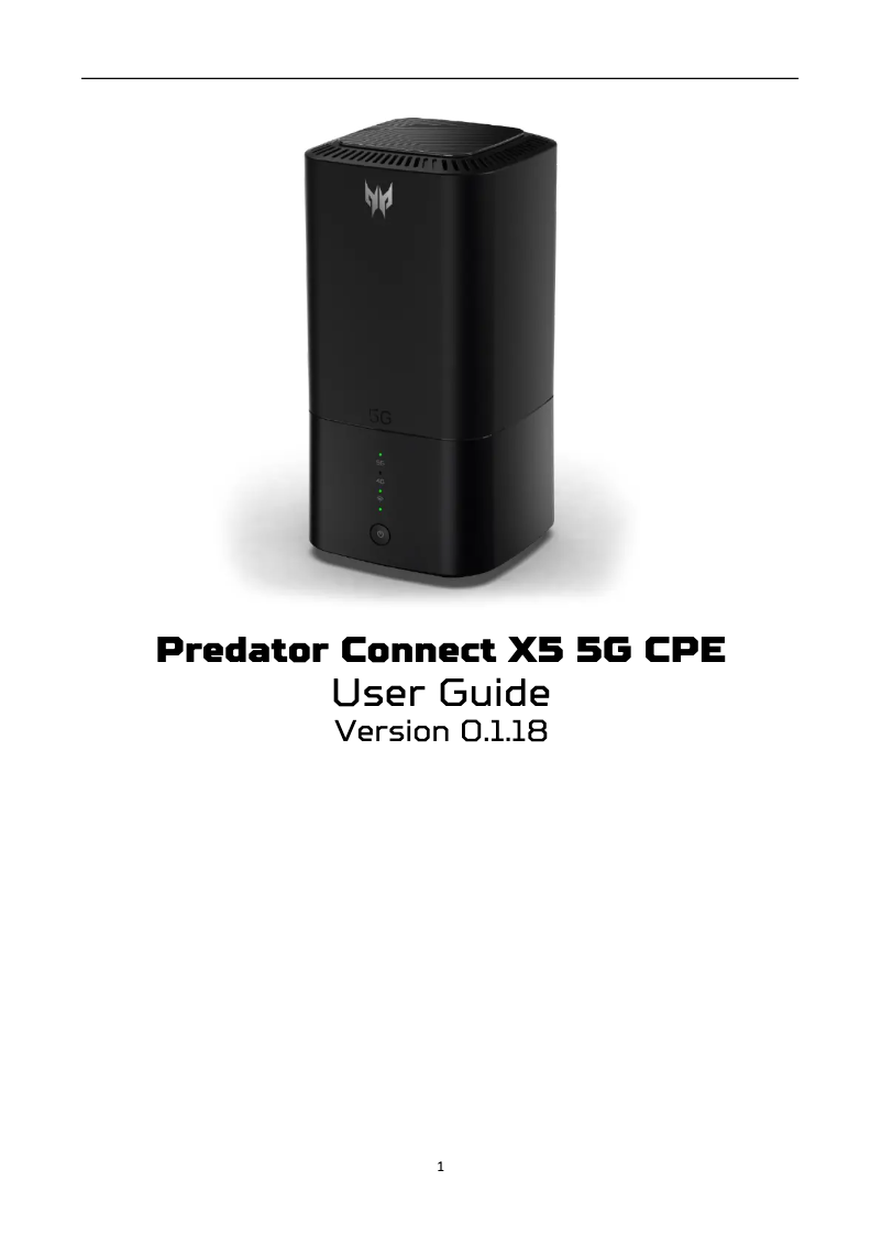 Page 1 of the manual User Manual Acer Predator Connect X5 5G CPE