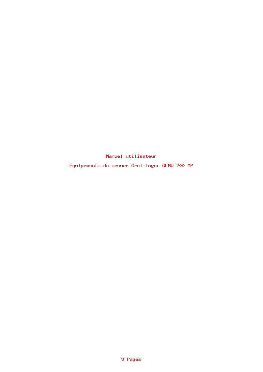 Page 1 de la notice Manuel utilisateur Greisinger GLMU 200 MP