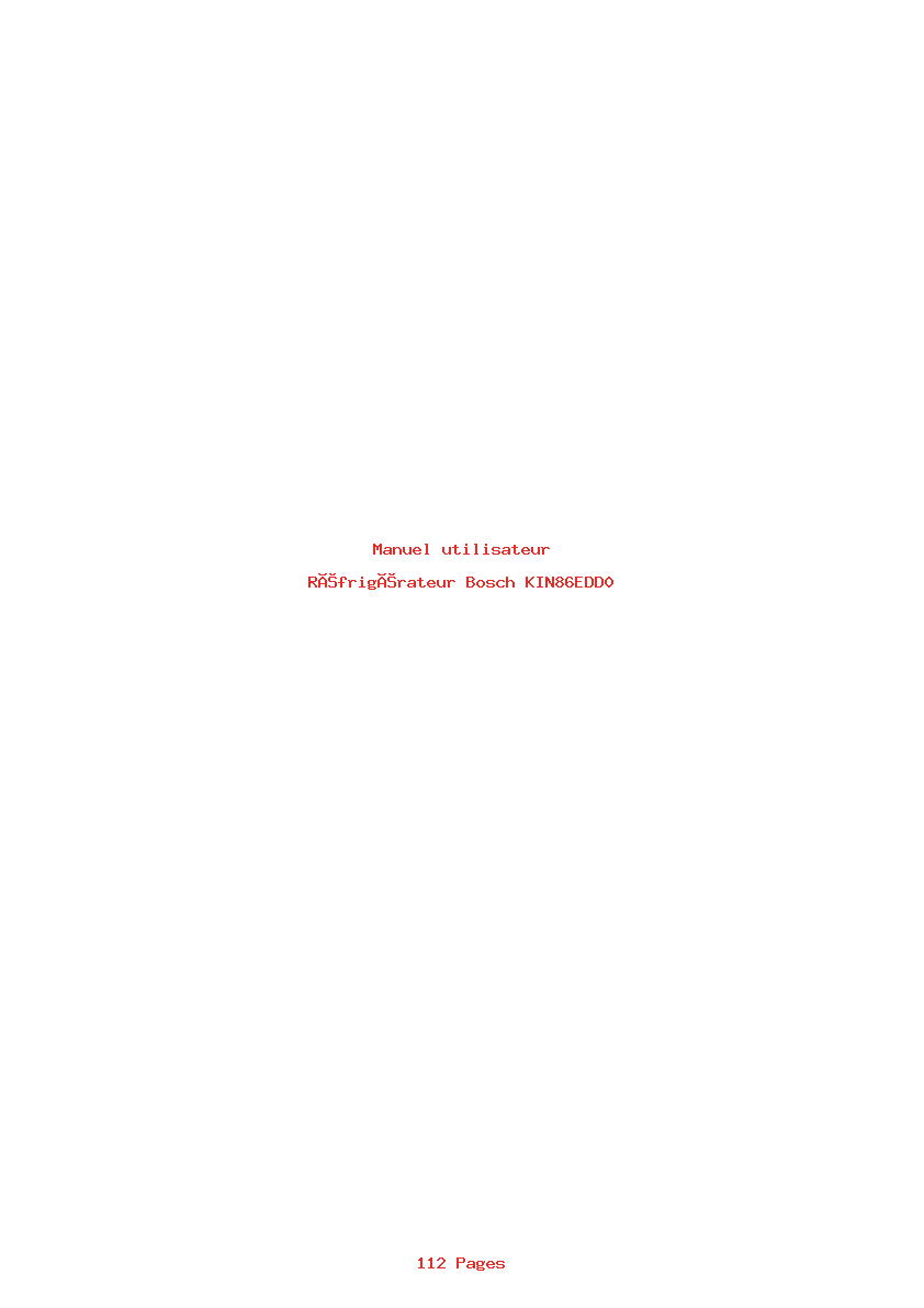 Page 1 de la notice Manuel utilisateur Bosch KIN86EDD0