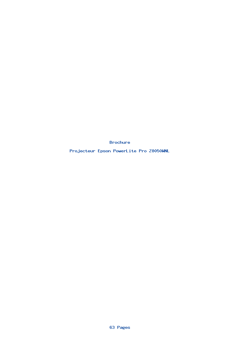 Page 1 de la notice Brochure Epson PowerLite Pro Z8050WNL