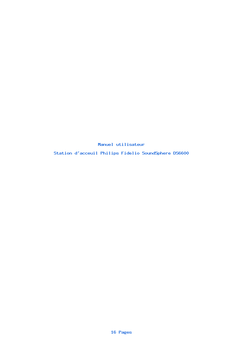 Page 1 de la notice Manuel utilisateur Philips Fidelio SoundSphere DS6600