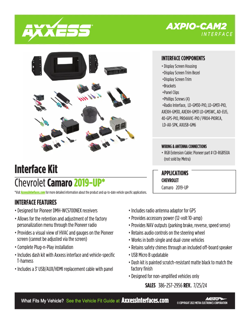 Page 1 de la notice Fiche technique AXESS AXPIO-CAM2