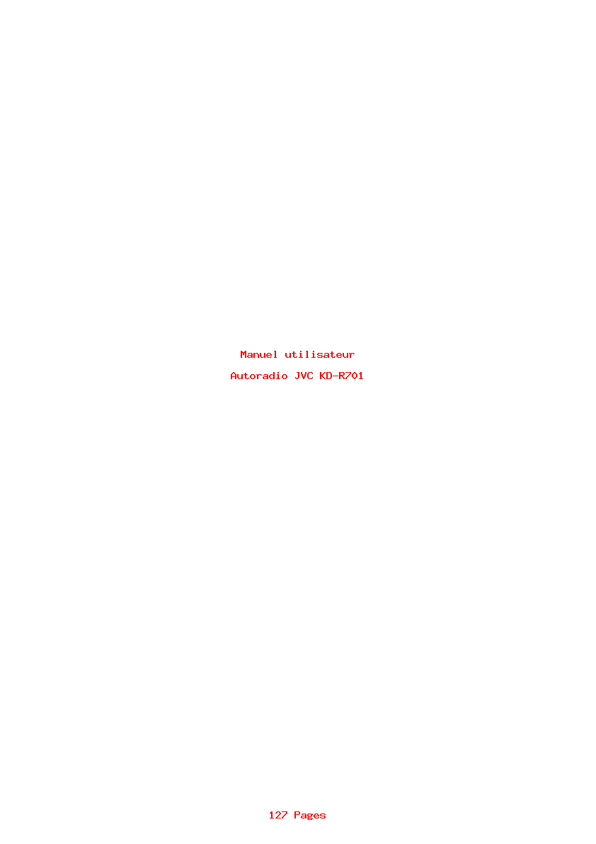 Page 1 de la notice Manuel utilisateur JVC KD-R701