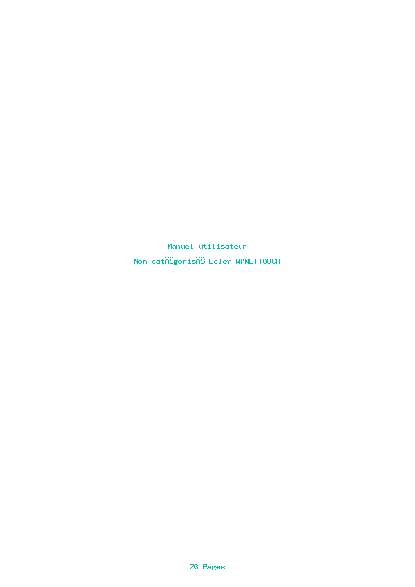 Page 1 de la notice Manuel utilisateur Ecler WPNETTOUCH