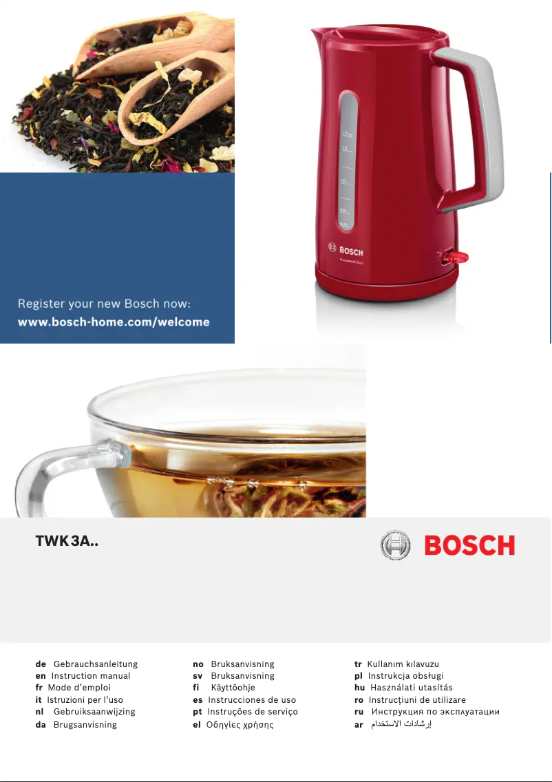 Page 1 of the manual User Manual Bosch TWK3A037GB