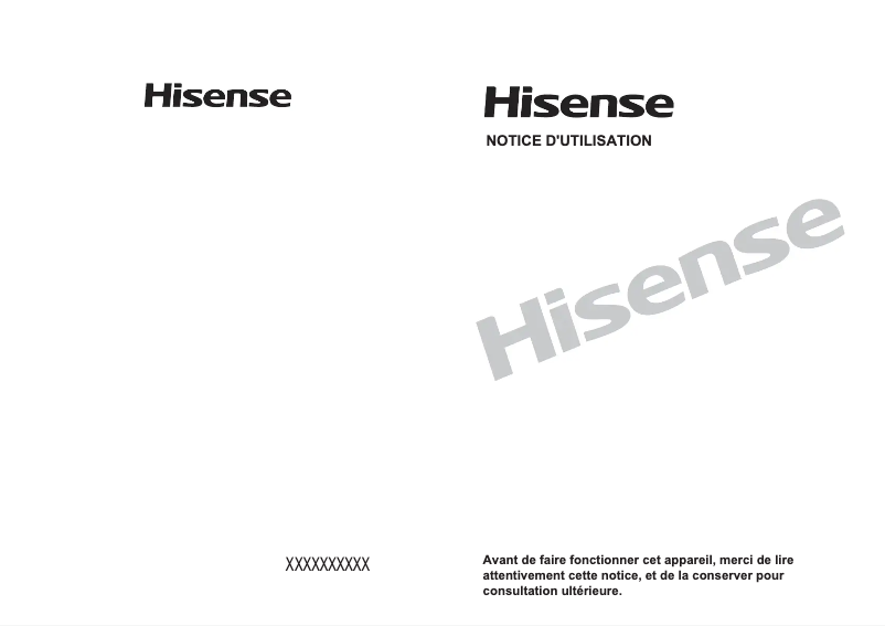 Page 1 de la notice Manuel utilisateur Hisense WFBL9014V