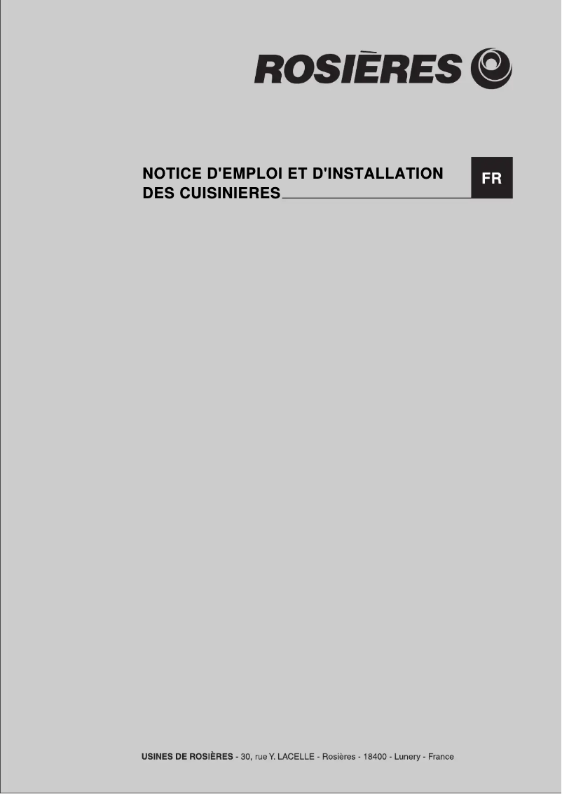 Page 1 de la notice Manuel utilisateur Rosieres RGP 6376 RBX