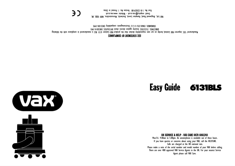 Página 1 del manual Manual de usuario Vax 6131BLS