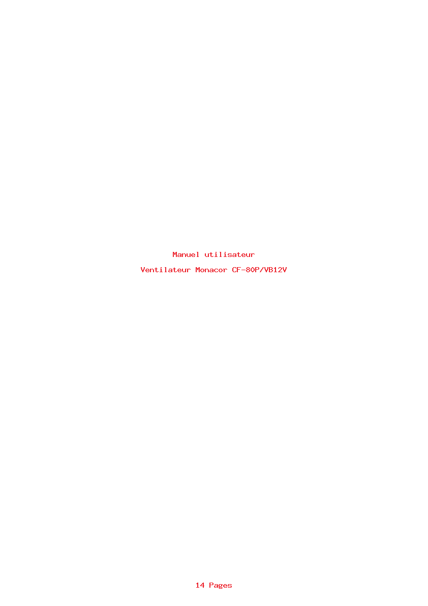 Page 1 de la notice Manuel utilisateur Monacor CF-80P/VB12V
