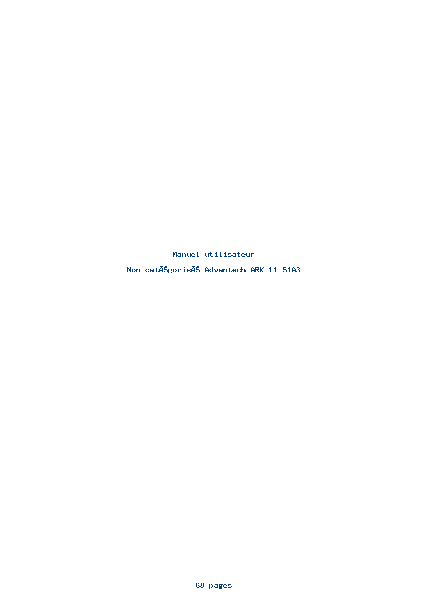 Page 1 de la notice Manuel utilisateur Advantech ARK-11-S1A3