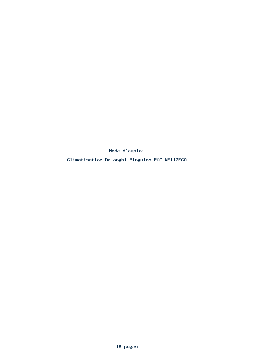 Page 1 de la notice Mode d'emploi DeLonghi Pinguino PAC WE112ECO