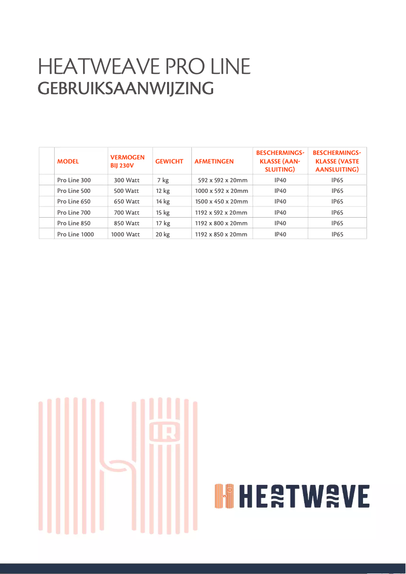 Page 1 de la notice Manuel utilisateur Heatwave Pro-Line 650