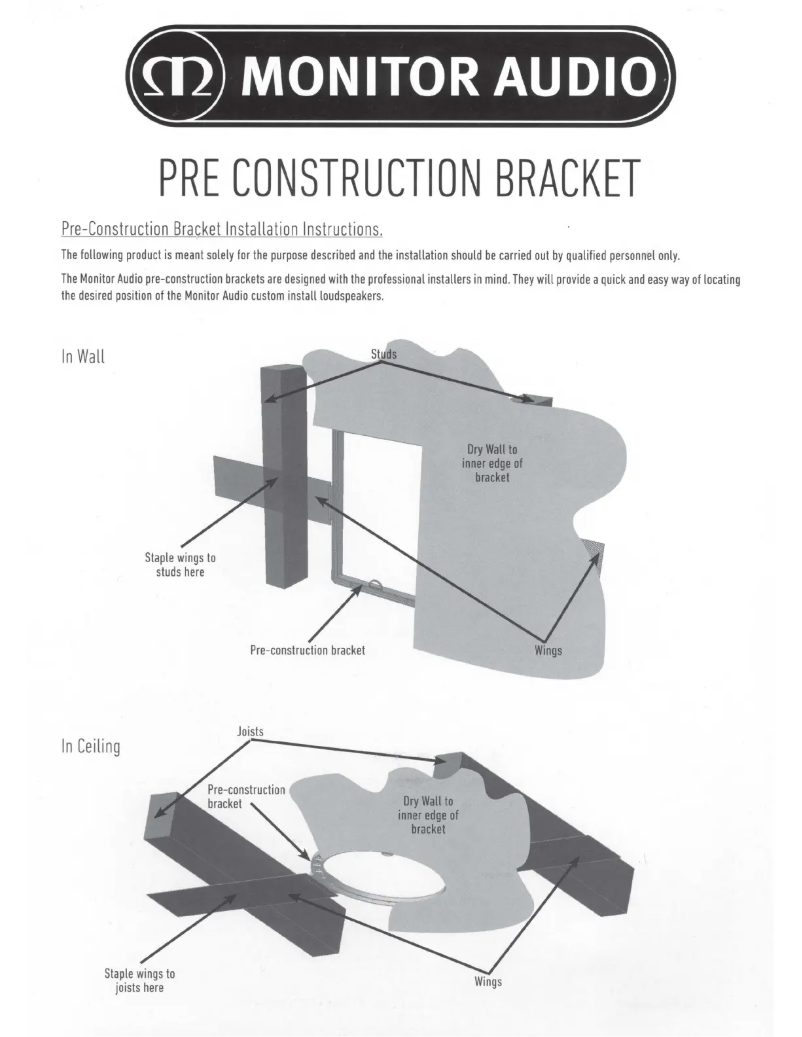 Page 1 de la notice Manuel utilisateur Monitor Audio CB6