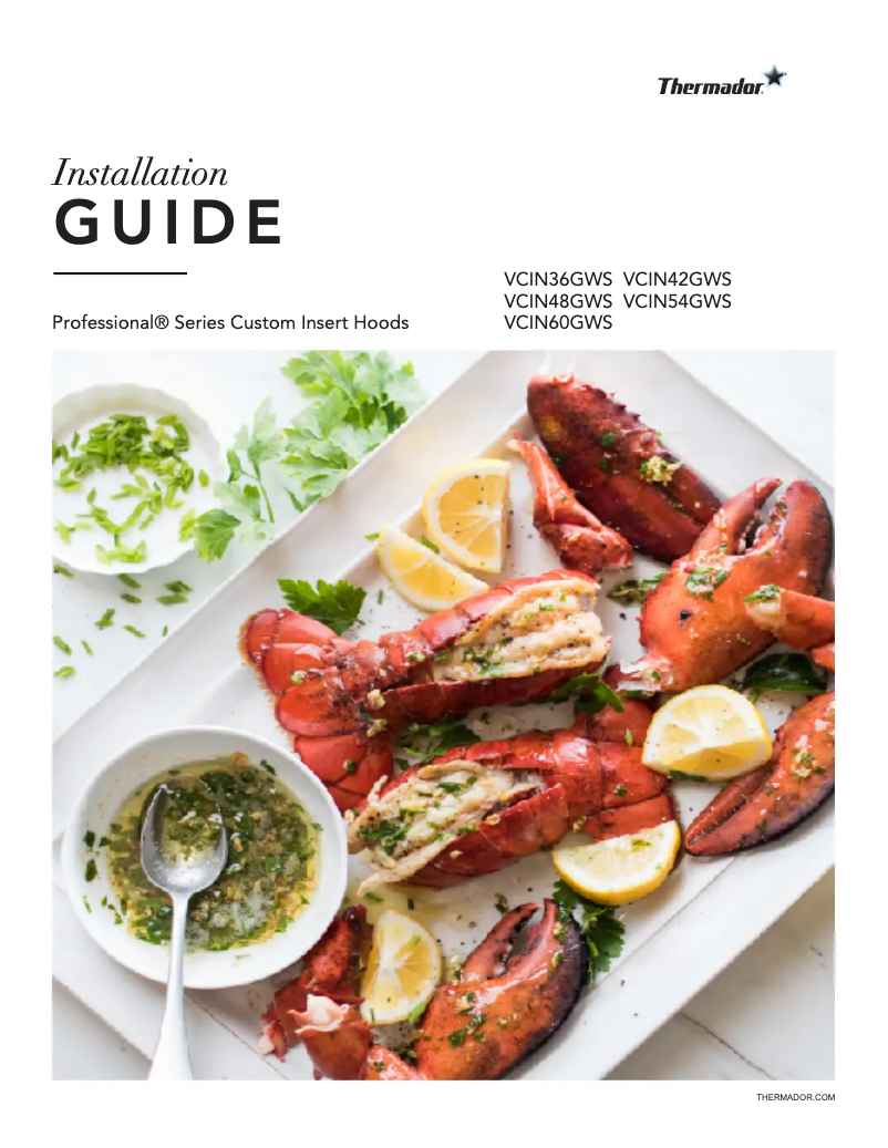 Página 1 del manual Guía de instalación Thermador VCIN42GWS