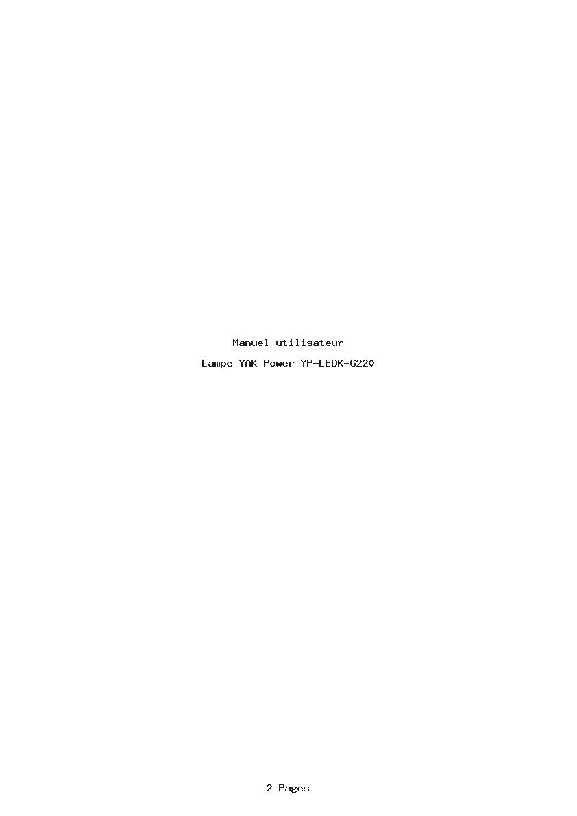 Page 1 de la notice Manuel utilisateur YAK Power YP-LEDK-G220