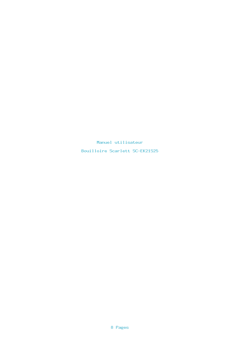 Page 1 de la notice Manuel utilisateur Scarlett SC-EK21S25
