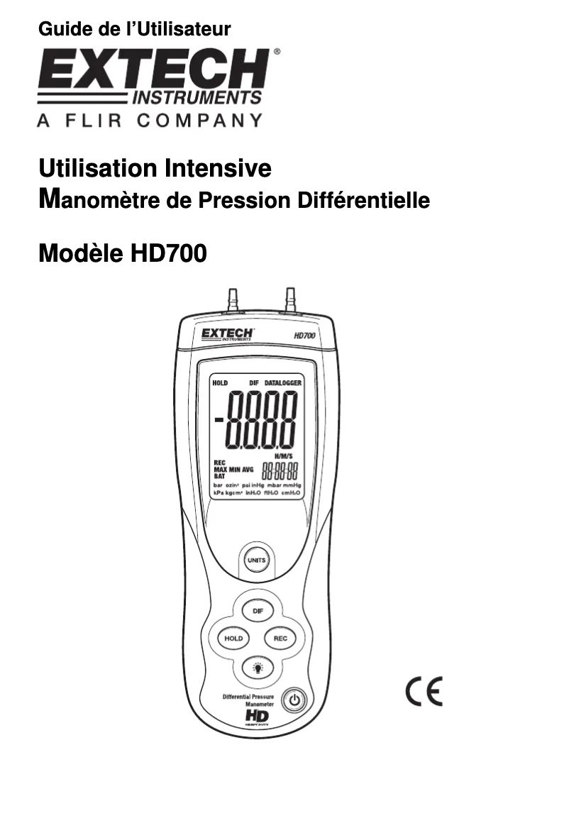 Page 1 de la notice Manuel utilisateur Extech HD700
