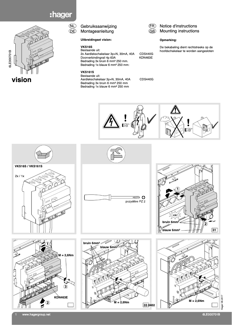 Página 1 del manual Manual de usuario Hager Vision VKS16S