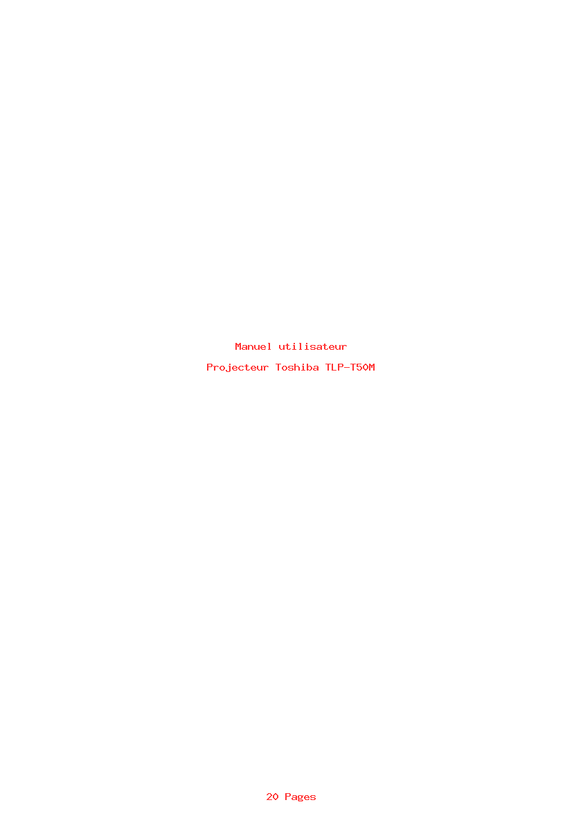 Page 1 de la notice Manuel utilisateur Toshiba TLP-T50M