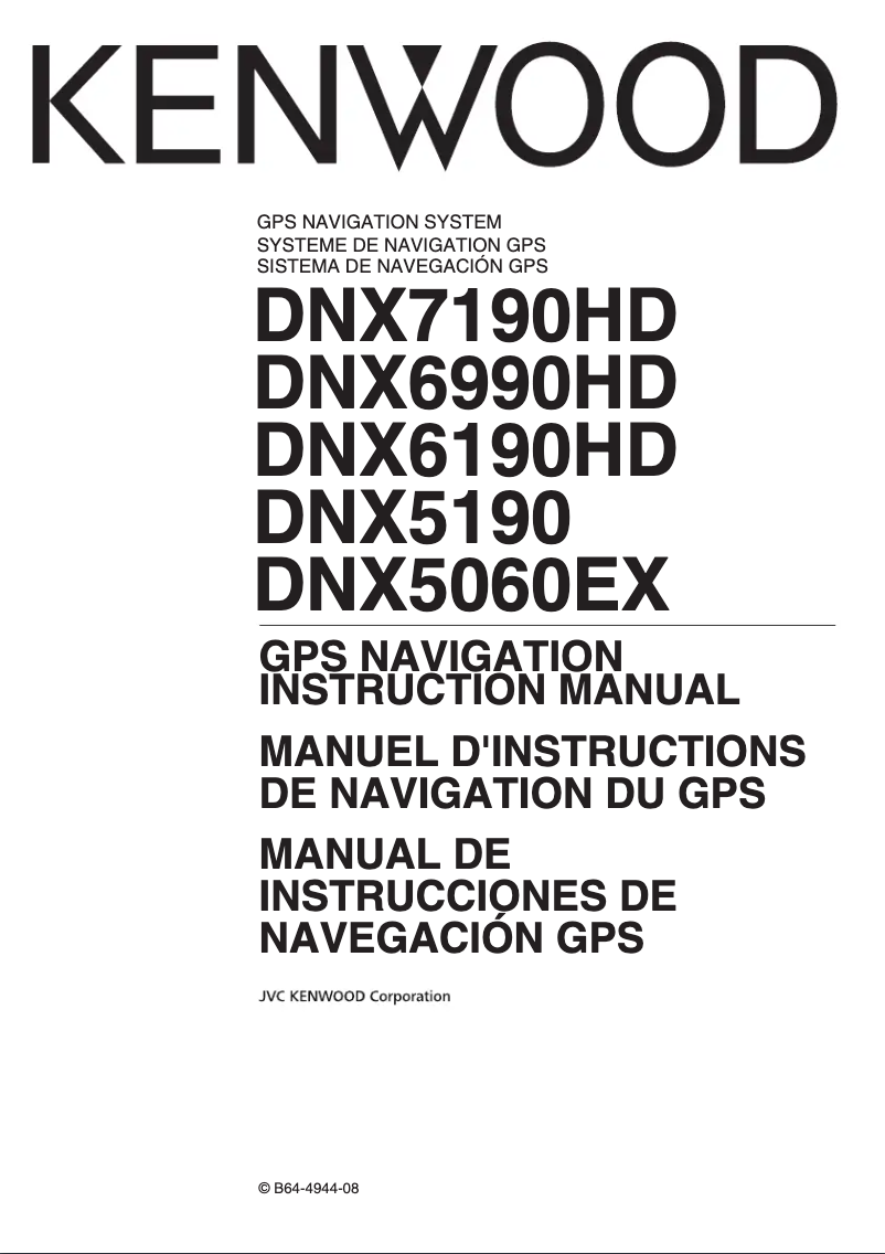 Page 1 de la notice Manuel utilisateur Kenwood DNX5060EX