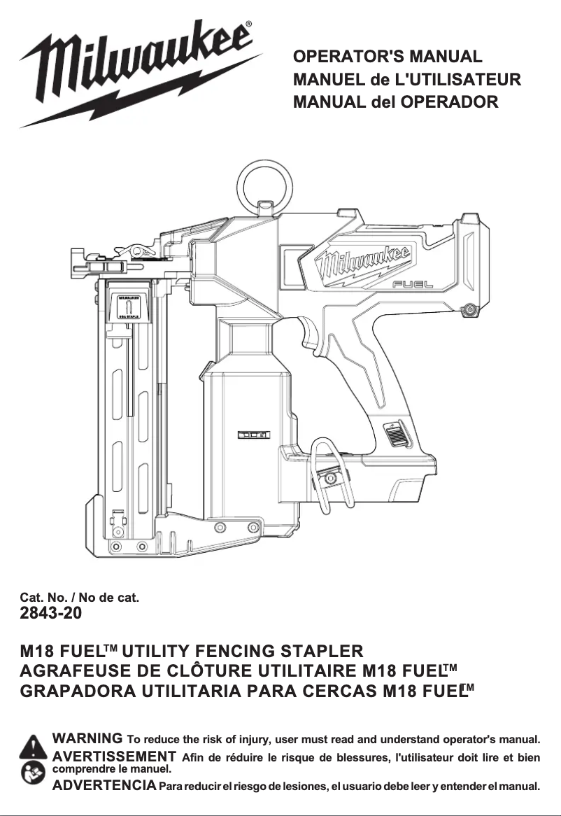 Page 1 de la notice Manuel utilisateur Milwaukee M18 Fuel 2843-22