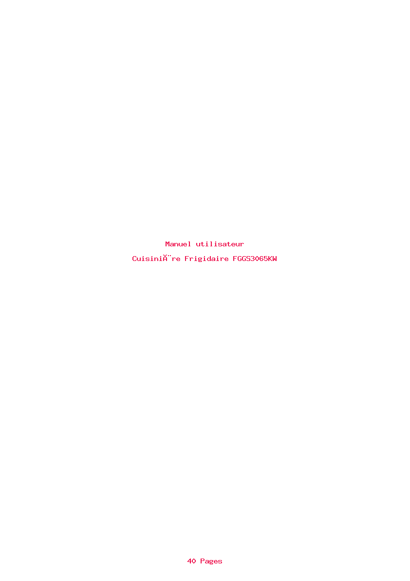 Page 1 de la notice Manuel utilisateur Frigidaire FGGS3065KW