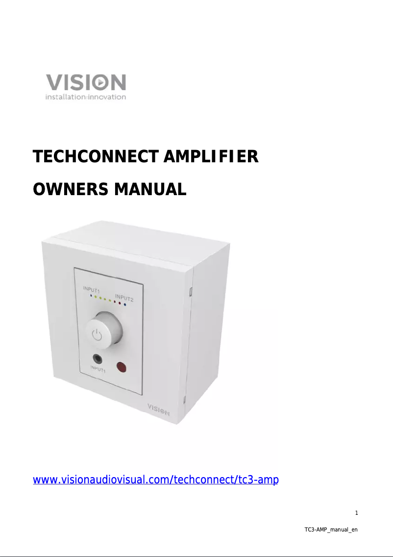 Page 1 de la notice Manuel utilisateur Vision TC3-AMP
