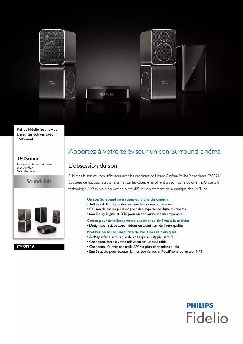 Page n°1 - Fiche technique Philips Fidelio CSS9216