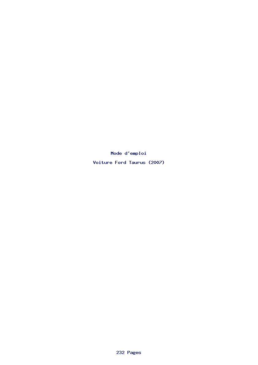 Page 1 de la notice Mode d'emploi Ford Taurus (2007)