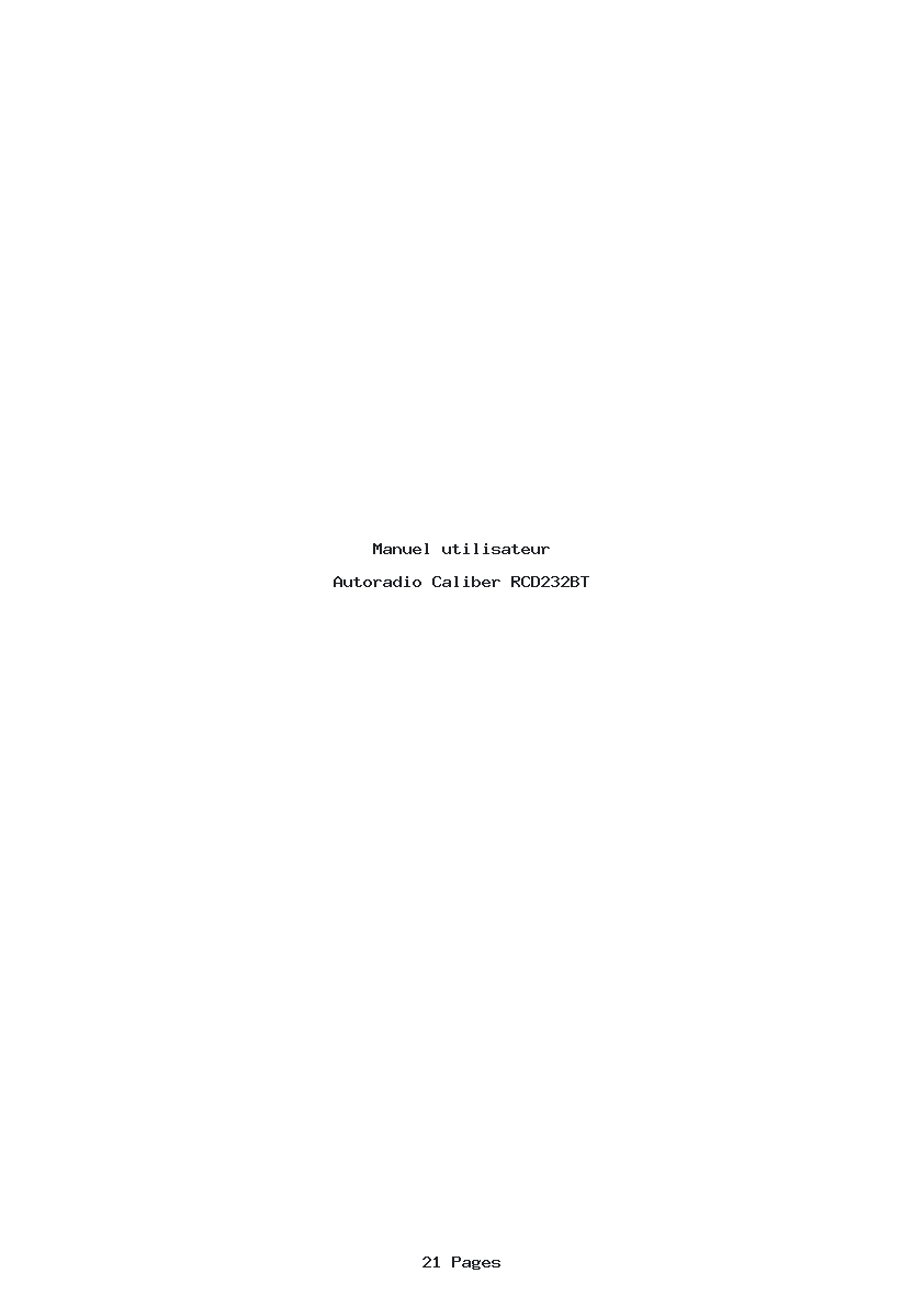 Page 1 de la notice Manuel utilisateur Caliber RCD232BT