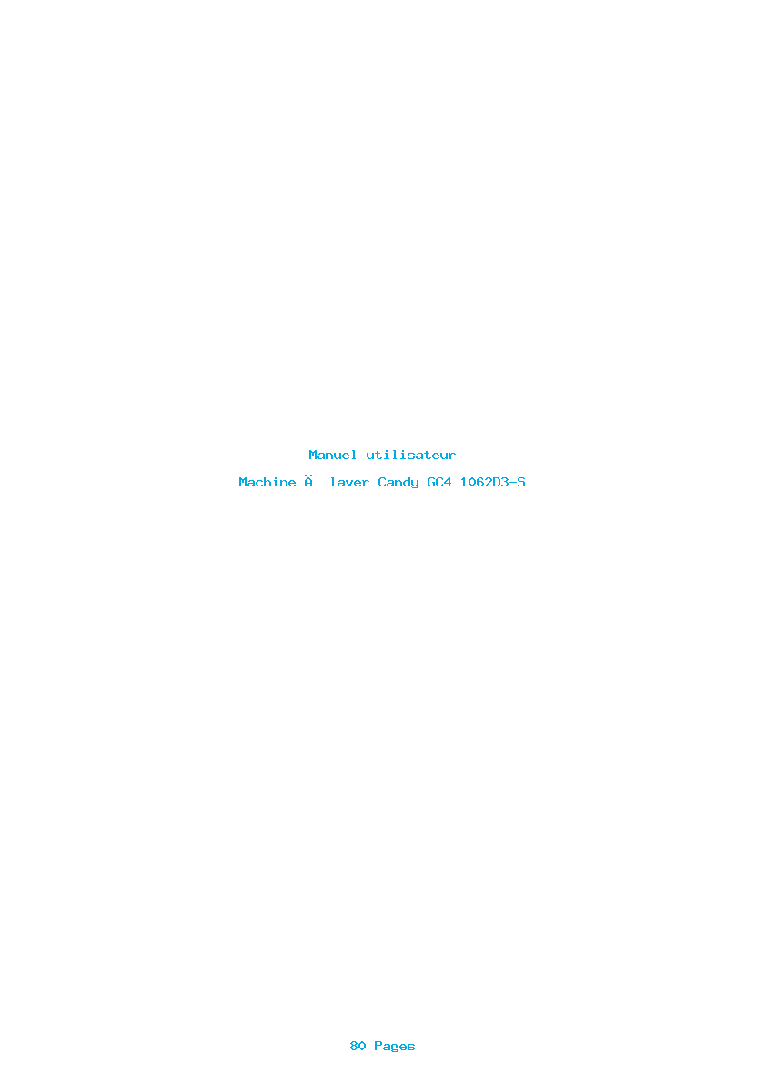 Page 1 de la notice Manuel utilisateur Candy GC4 1062D3-S