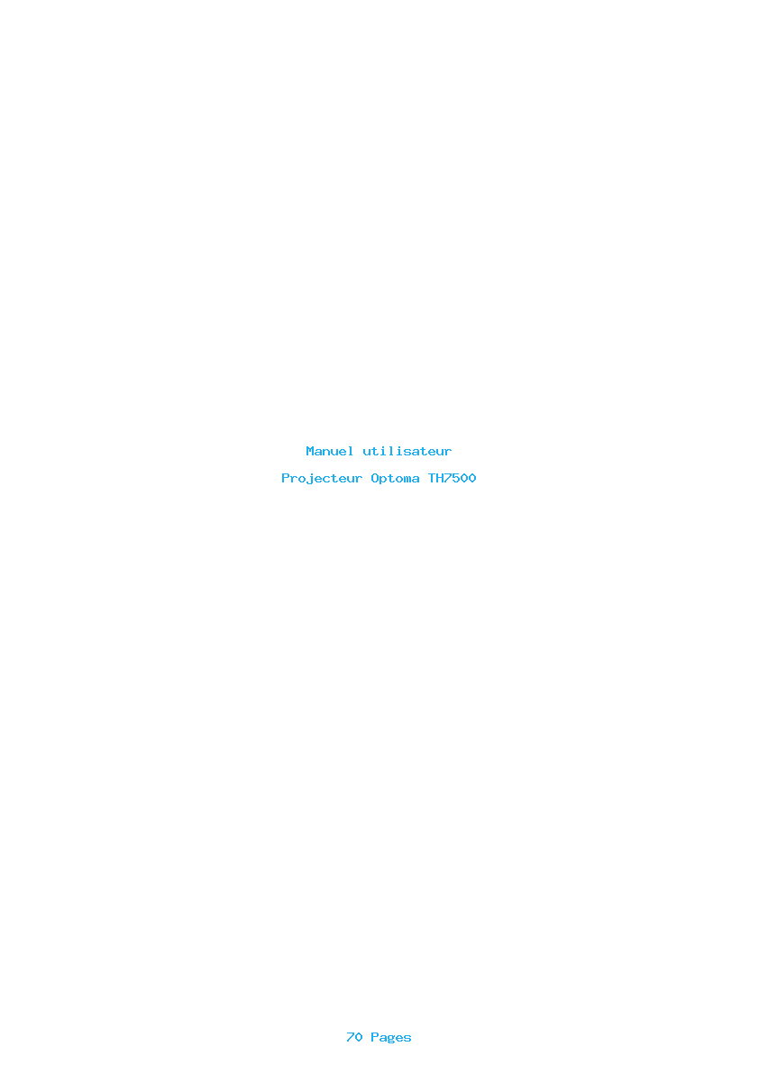 Page 1 de la notice Manuel utilisateur Optoma TH7500