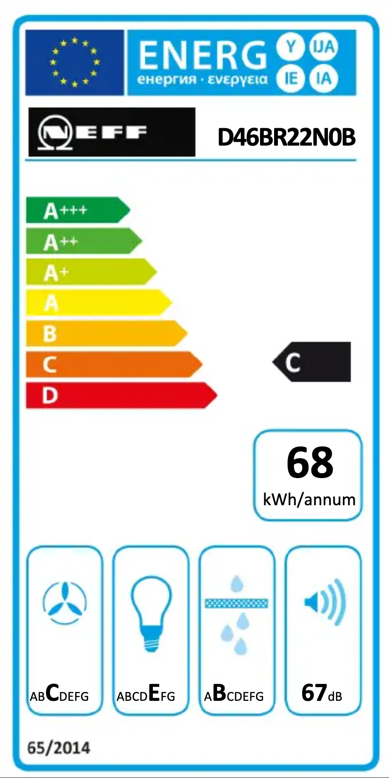 Page 1 of the manual Energy Label Neff D46BR22N0B