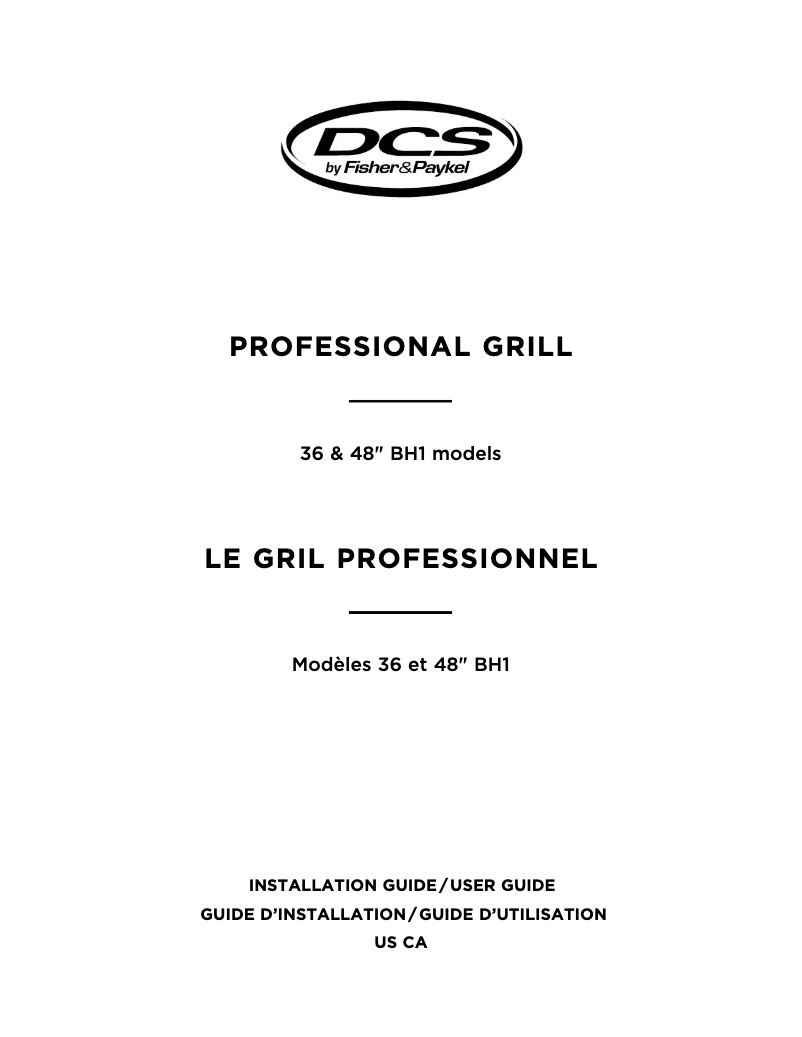 Page 1 of the manual Installation Guide Fisher & Paykel BGB36-BQAR-N