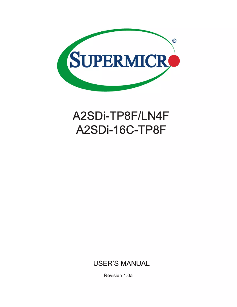 Page 1 de la notice Manuel utilisateur Supermicro A2SDi-TP8F