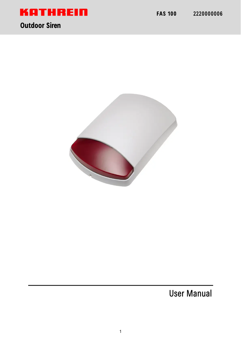 Page 1 de la notice Manuel utilisateur Kathrein FAS 100