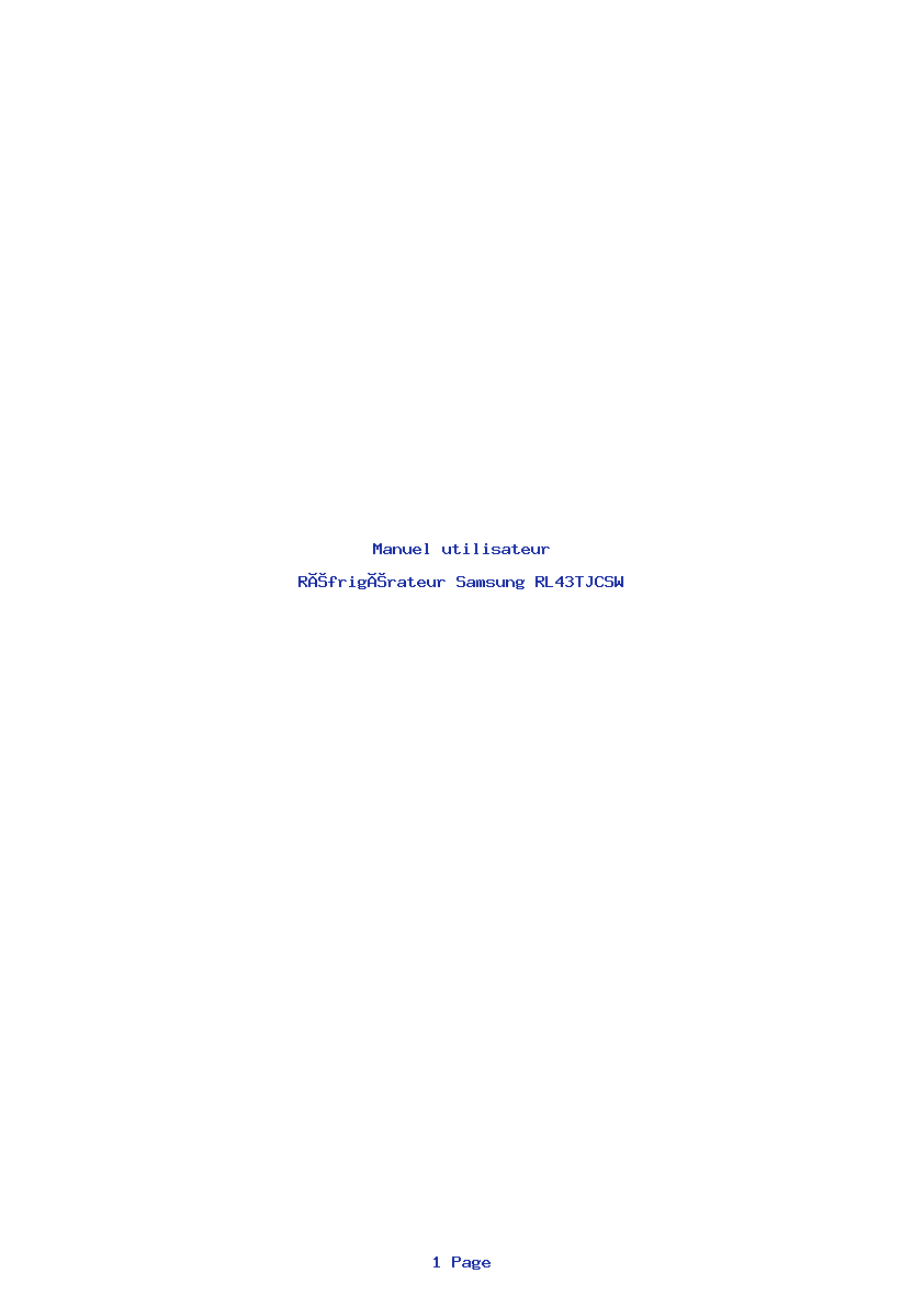 Page 1 de la notice Manuel utilisateur Samsung RL43TJCSW