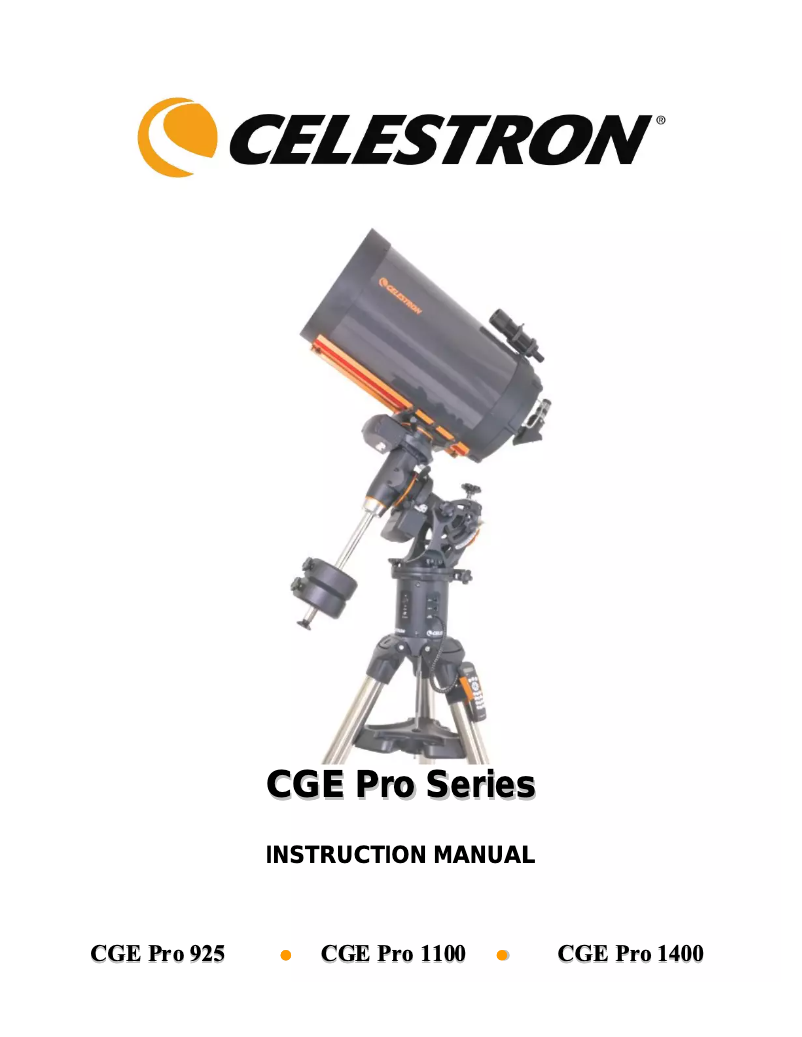Page 1 de la notice Manuel utilisateur Celestron CGE Pro 1400 FASTAR Computerized
