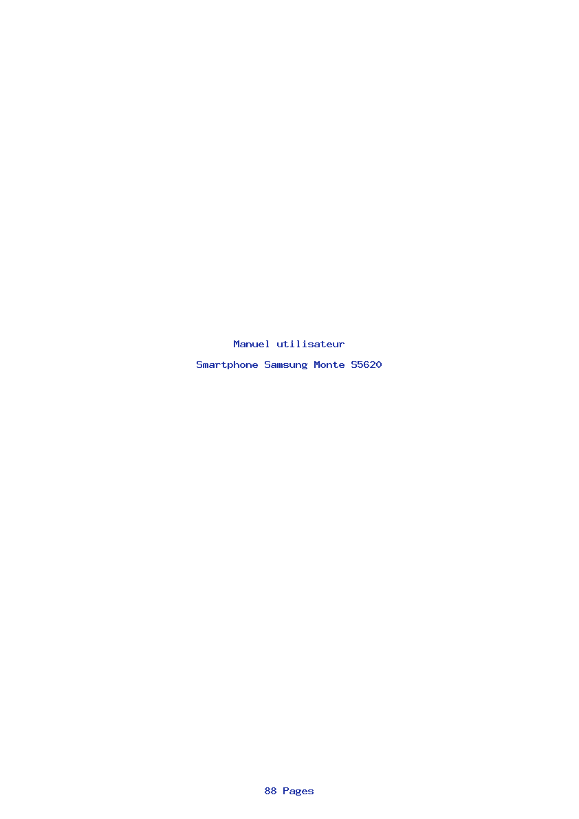 Page 1 de la notice Manuel utilisateur Samsung Monte S5620