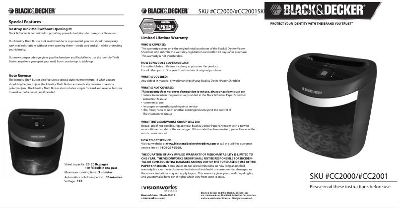 Page n°1 - Manuel utilisateur Black & Decker CC2000