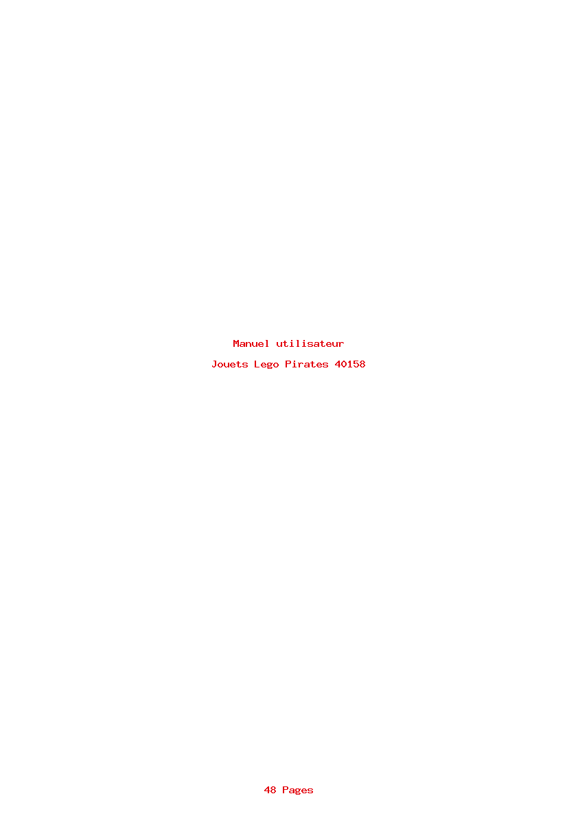 Page 1 de la notice Manuel utilisateur Lego Pirates 40158