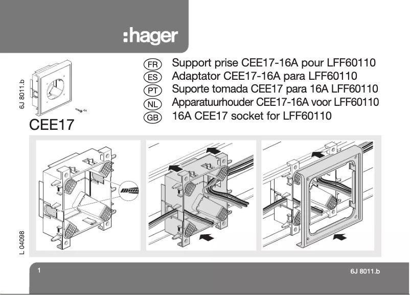 Page 1 de la notice Guide d'installation Hager LFF71Z1109016