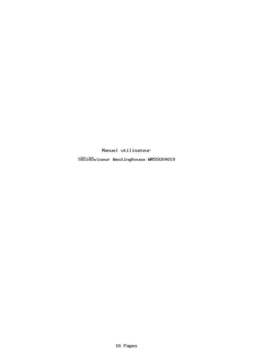 Page 1 de la notice Manuel utilisateur Westinghouse WR55UX4019