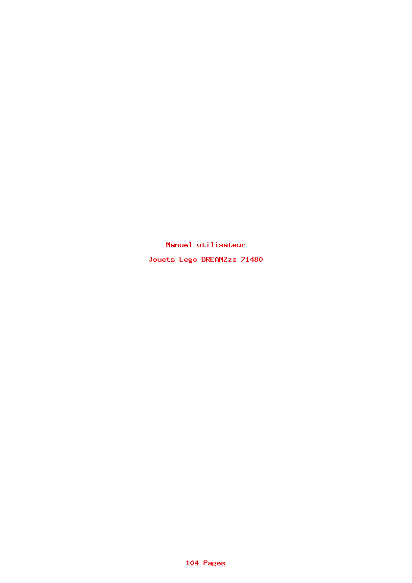 Page 1 de la notice Manuel utilisateur Lego DREAMZzz 71480