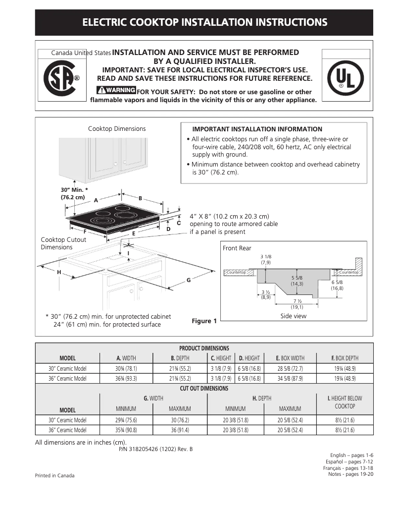 Page 1 de la notice Guide d'installation Electrolux EI36EC45KS