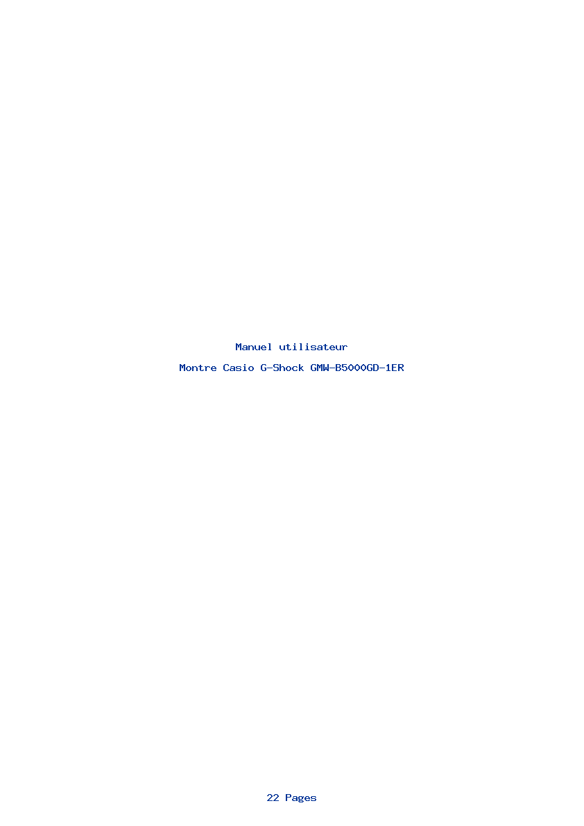 Page 1 de la notice Manuel utilisateur Casio G-Shock GMW-B5000GD-1ER