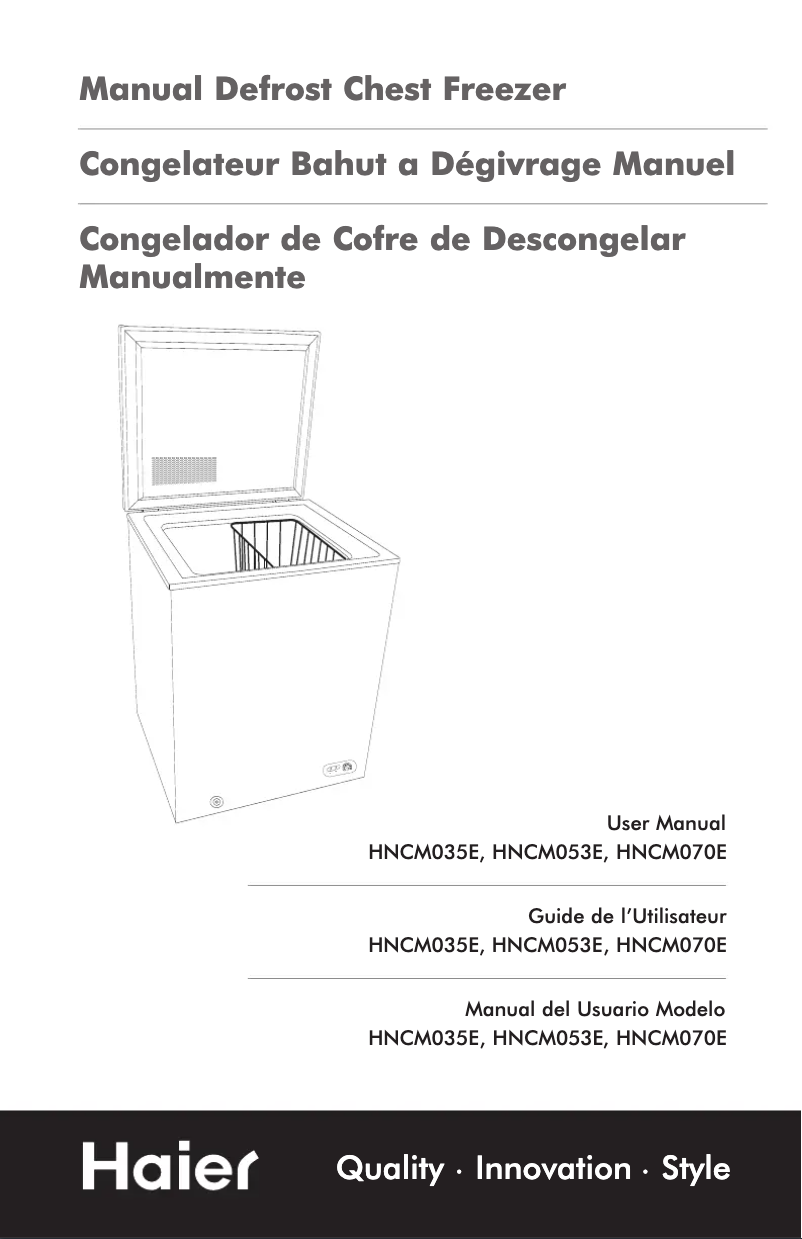 Page 1 de la notice Manuel utilisateur Haier HNCM035E