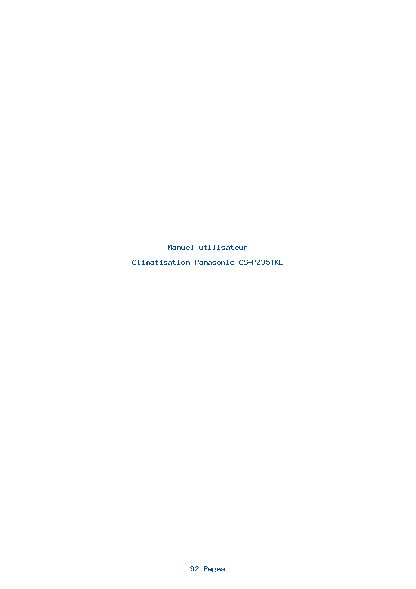 Page 1 de la notice Manuel utilisateur Panasonic CS-PZ35TKE