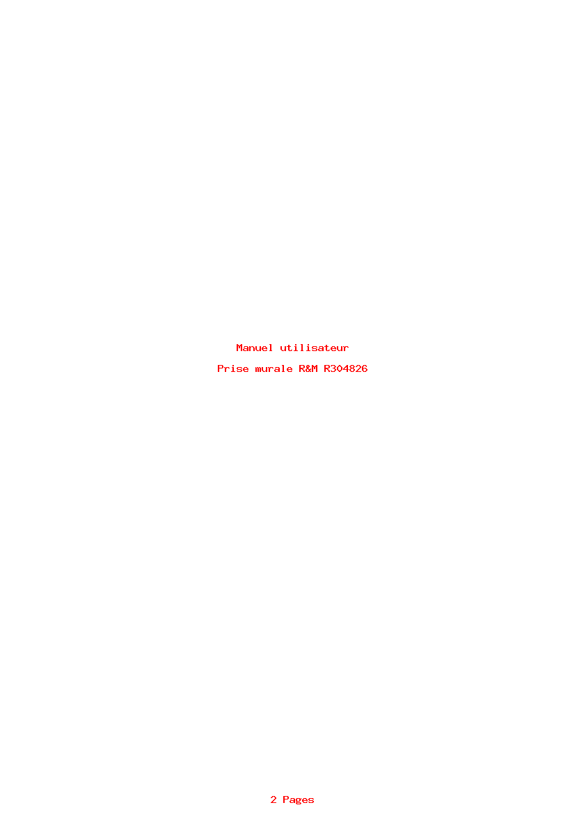 Page 1 de la notice Manuel utilisateur R&M R304826